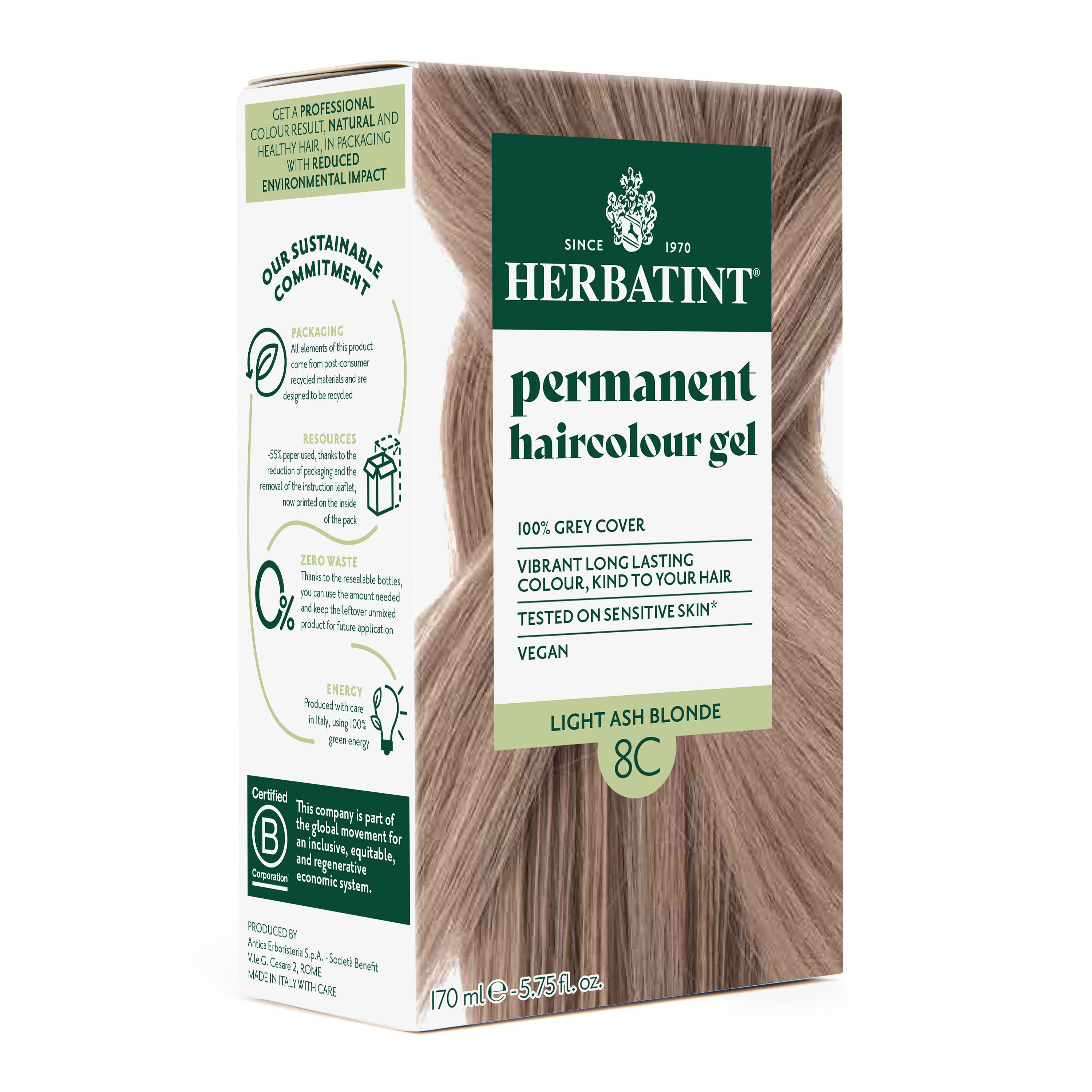 herbatint-8c-blond-clair-cendr-soin-colorant-permanent-gel-170-ml image 1