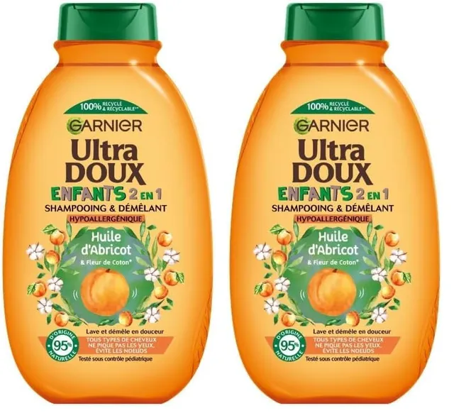 garnier-ultra-doux-shampooing-2en1-enfants-abricot-400-ml-lot-de-2 image 1