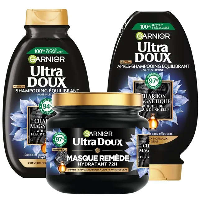 garnier-ultra-doux-coffret-routine-charbon-magn-tique-huile-nigelle-cheveux-norm image 1