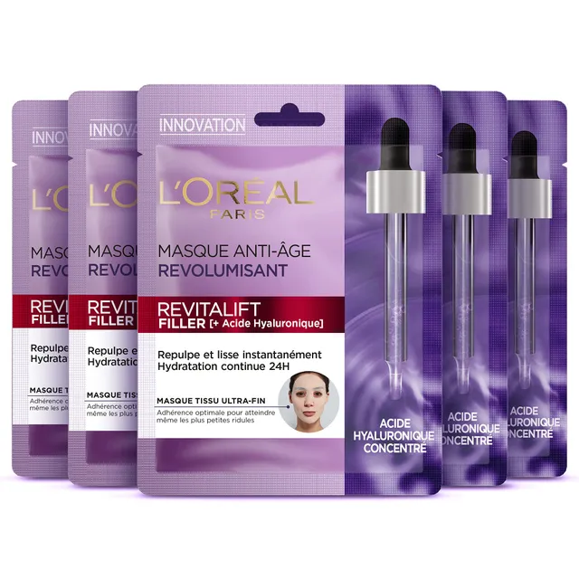 l-or-al-paris-revitalift-filler-coffret-5-masques-tissus-visage-acide-hyaluroniq image 1