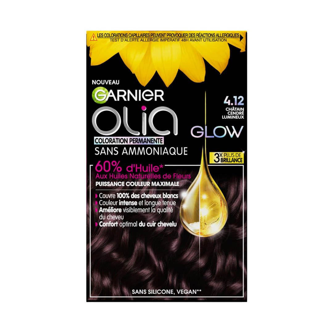 garnier-olia-glow-coloration-permanente-sans-ammoniaque-4-12-ch-tain-cendr-lumin image 1