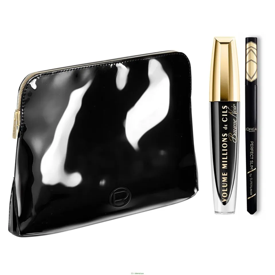l-or-al-paris-trousse-regard-mascara-volume-millions-de-cils-baume-noir-eyeliner image 1