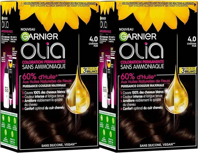 garnier-olia-coloration-permanente-sans-ammoniaque-ch-tain-pur-4-0-lot-de-2 image 1