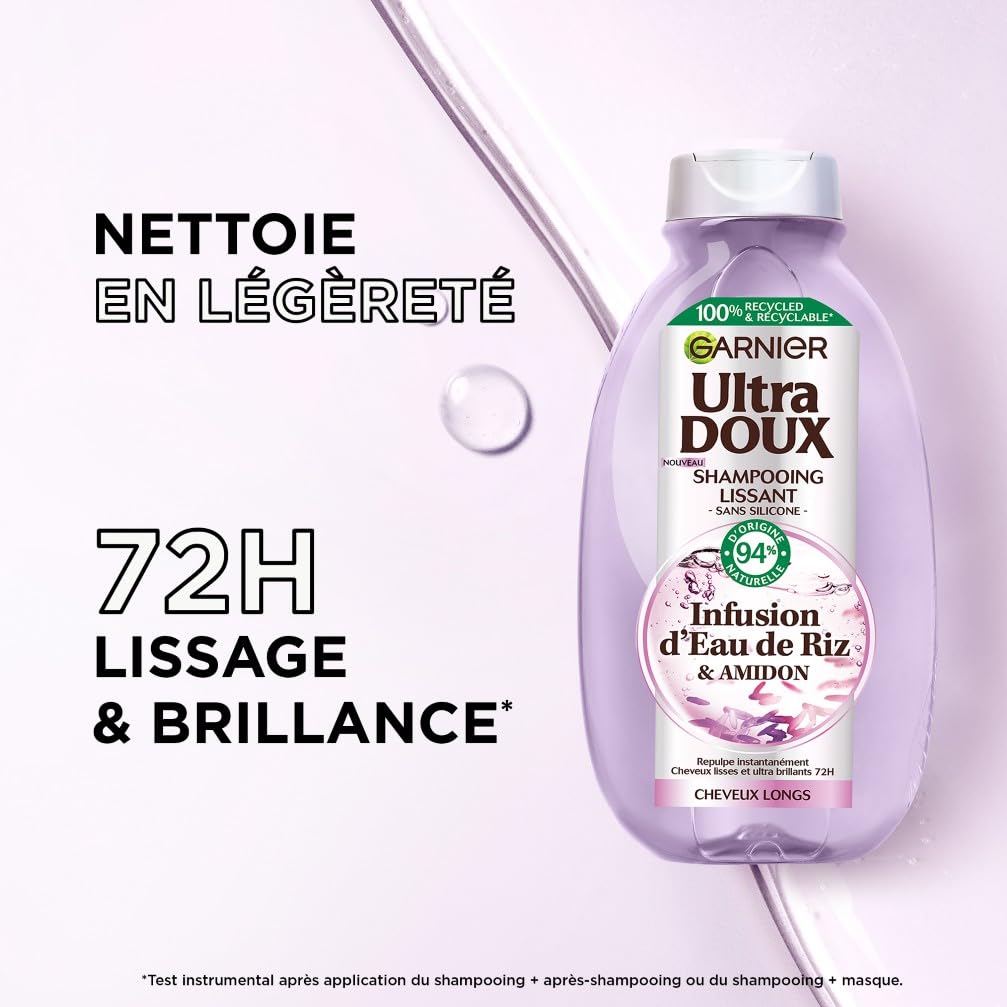 garnier-ultra-doux-shampooing-lissant-eau-de-riz-250-ml image 2