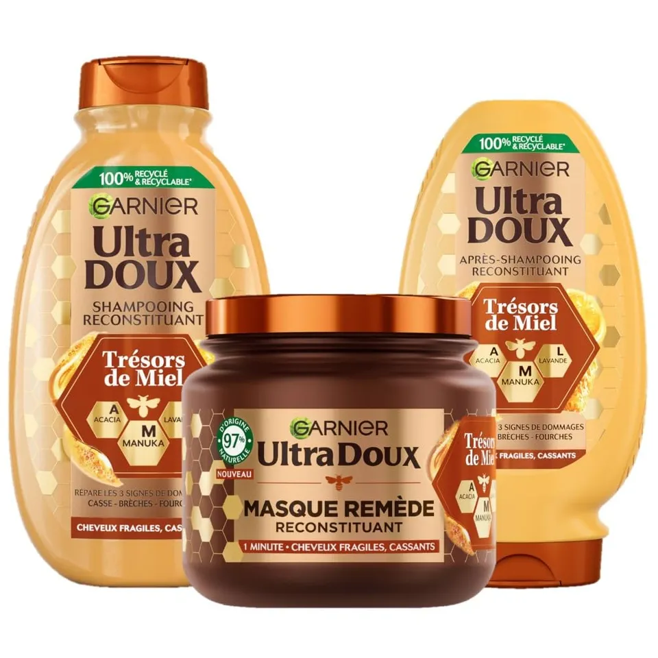 garnier-ultra-doux-tr-sors-de-miel-routine-reconstituante-shampooing-apr-s-shamp image 1