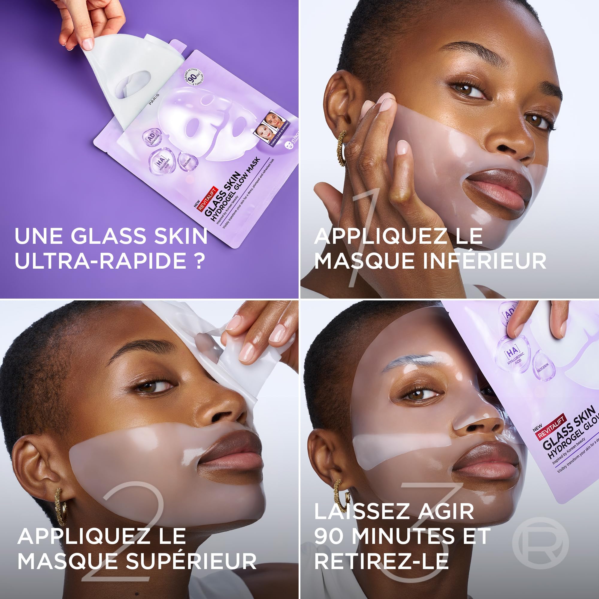 l-or-al-paris-revitalift-filler-glass-skin-masque-hydrogel-clat-lot-de-4-x-50-ml image 6