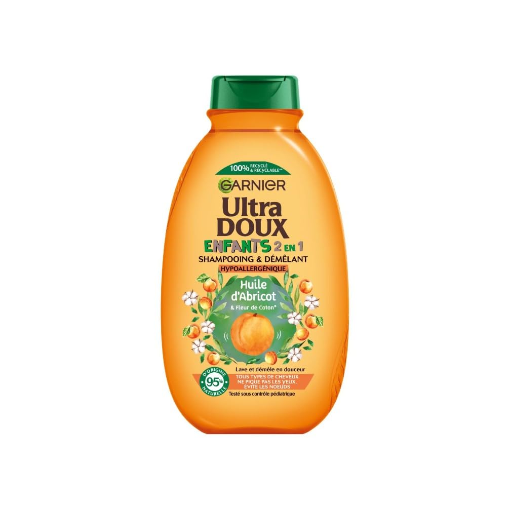 garnier-ultra-doux-shampooing-d-m-lant-2-en-1-enfants-abricot-et-fleur-de-coton- image 1