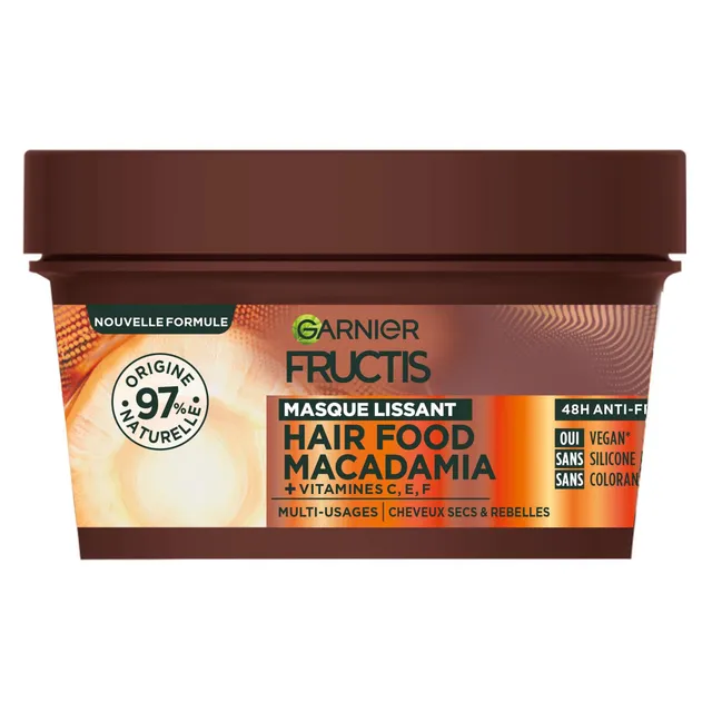 garnier-fructis-hair-food-masque-lissant-macadamia-48h-anti-frisottis-320-ml image 1