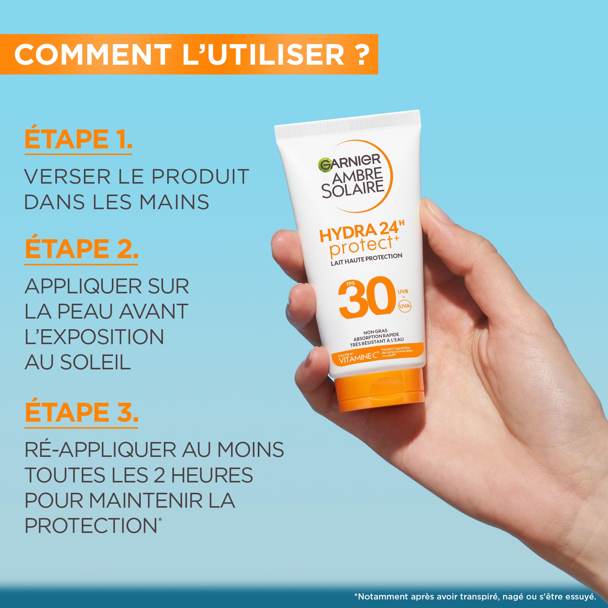 garnier-ambre-solaire-hydra-lait-protecteur-spf30-vitamine-c-visage-corps-50-ml image 5