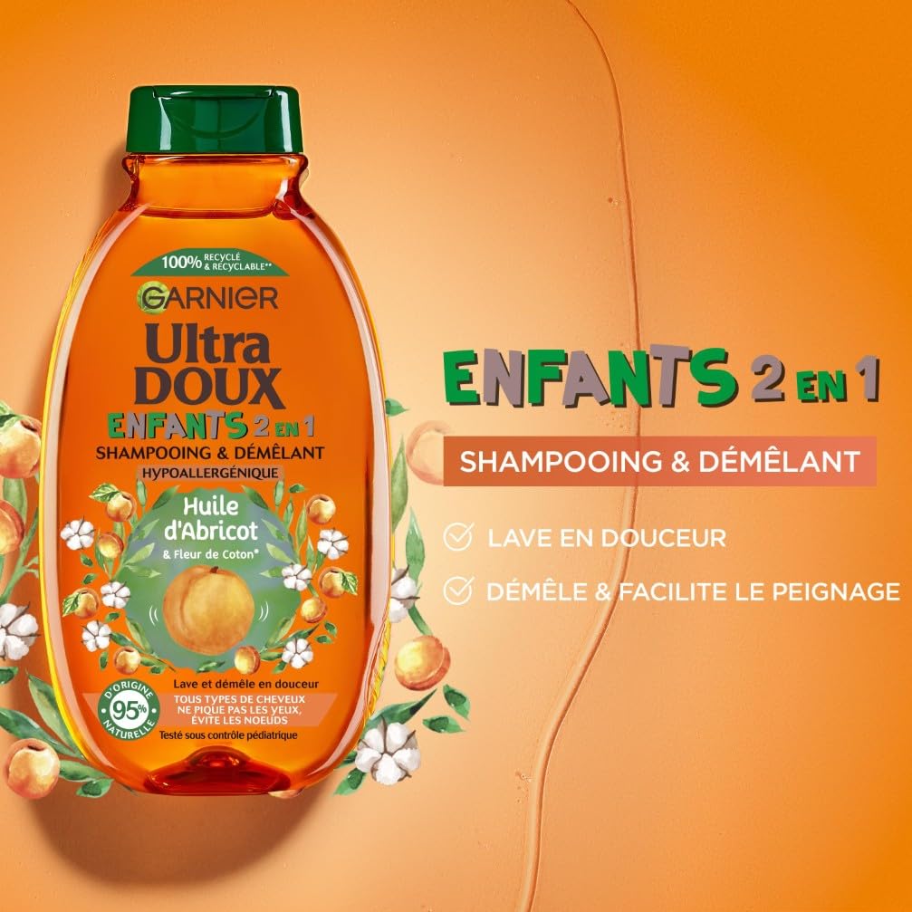 garnier-ultra-doux-shampooing-d-m-lant-2-en-1-enfants-abricot-et-fleur-de-coton- image 2