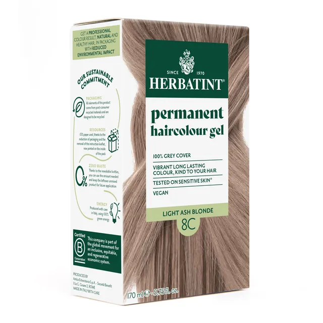 herbatint-8c-blond-clair-cendr-soin-colorant-permanent-gel-170-ml image 1