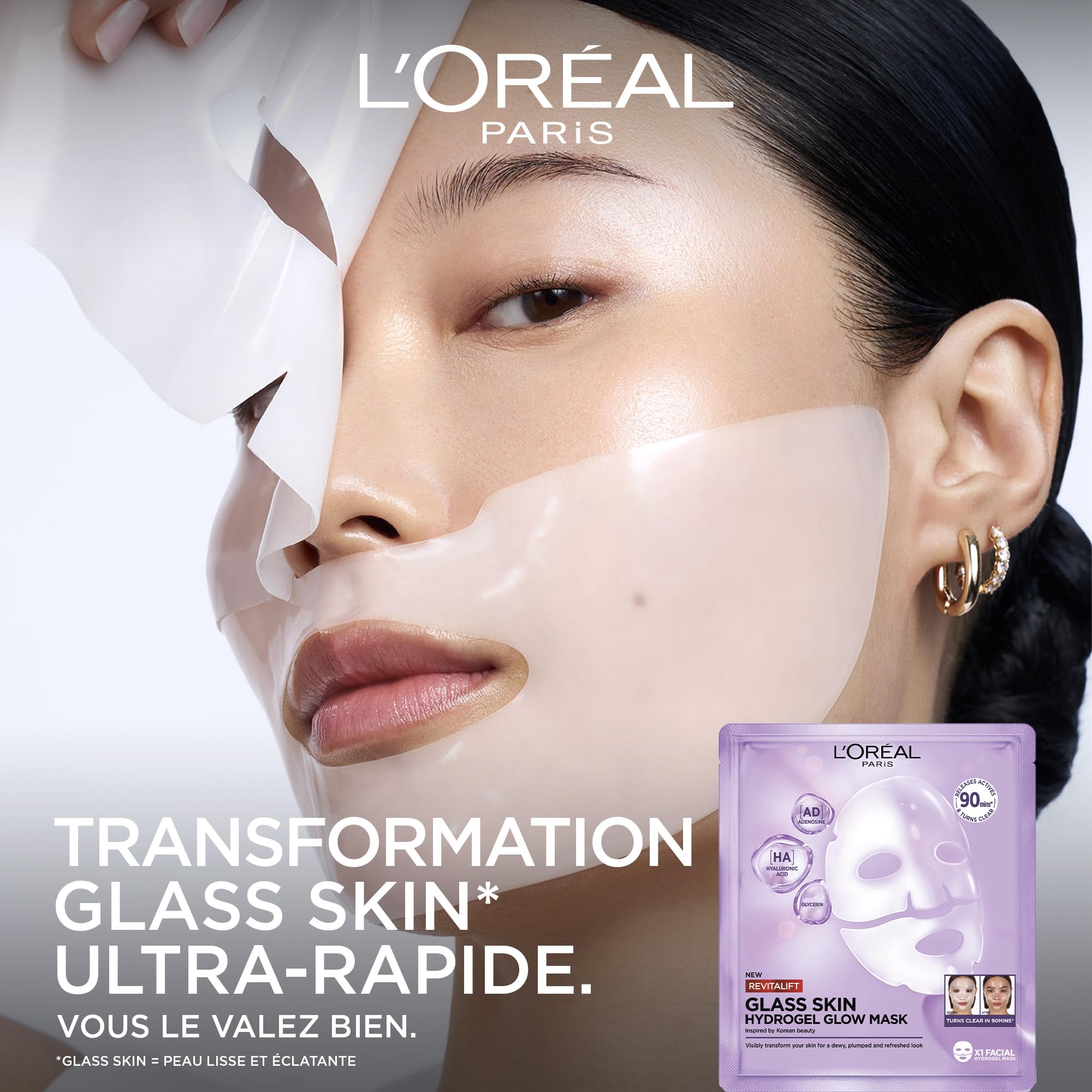 l-or-al-paris-revitalift-filler-glass-skin-masque-hydrogel-clat-lot-de-4-x-50-ml image 2