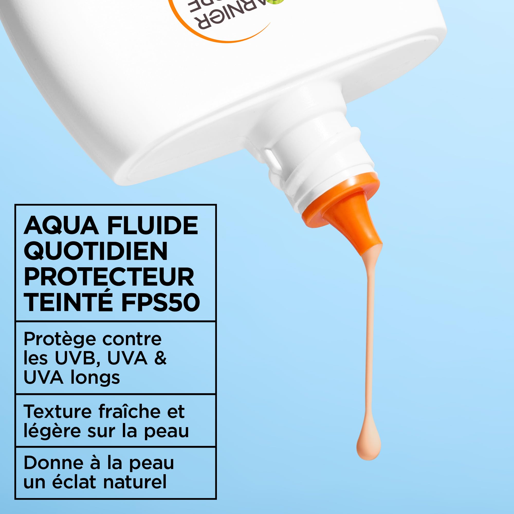 garnier-ambre-solaire-aqua-fluide-visage-teint-spf50-hyaluron-40ml image 2