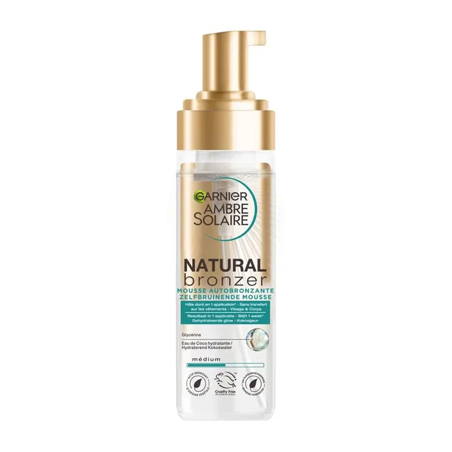 garnier-ambre-solaire-natural-bronzer-mousse-autobronzante-visage-corps-200-ml image 1