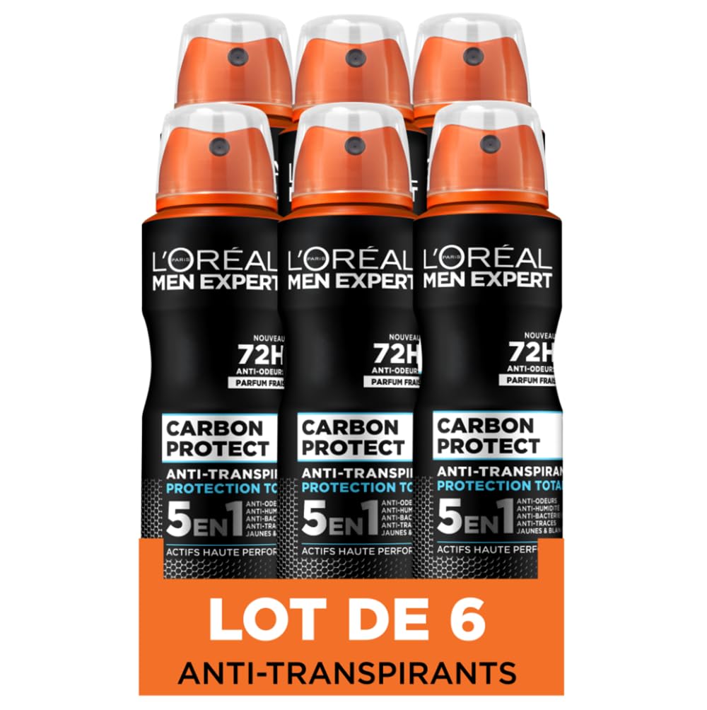 l-or-al-men-expert-carbon-protect-72h-d-odorant-spray-lot-de-6-x-150-ml image 1