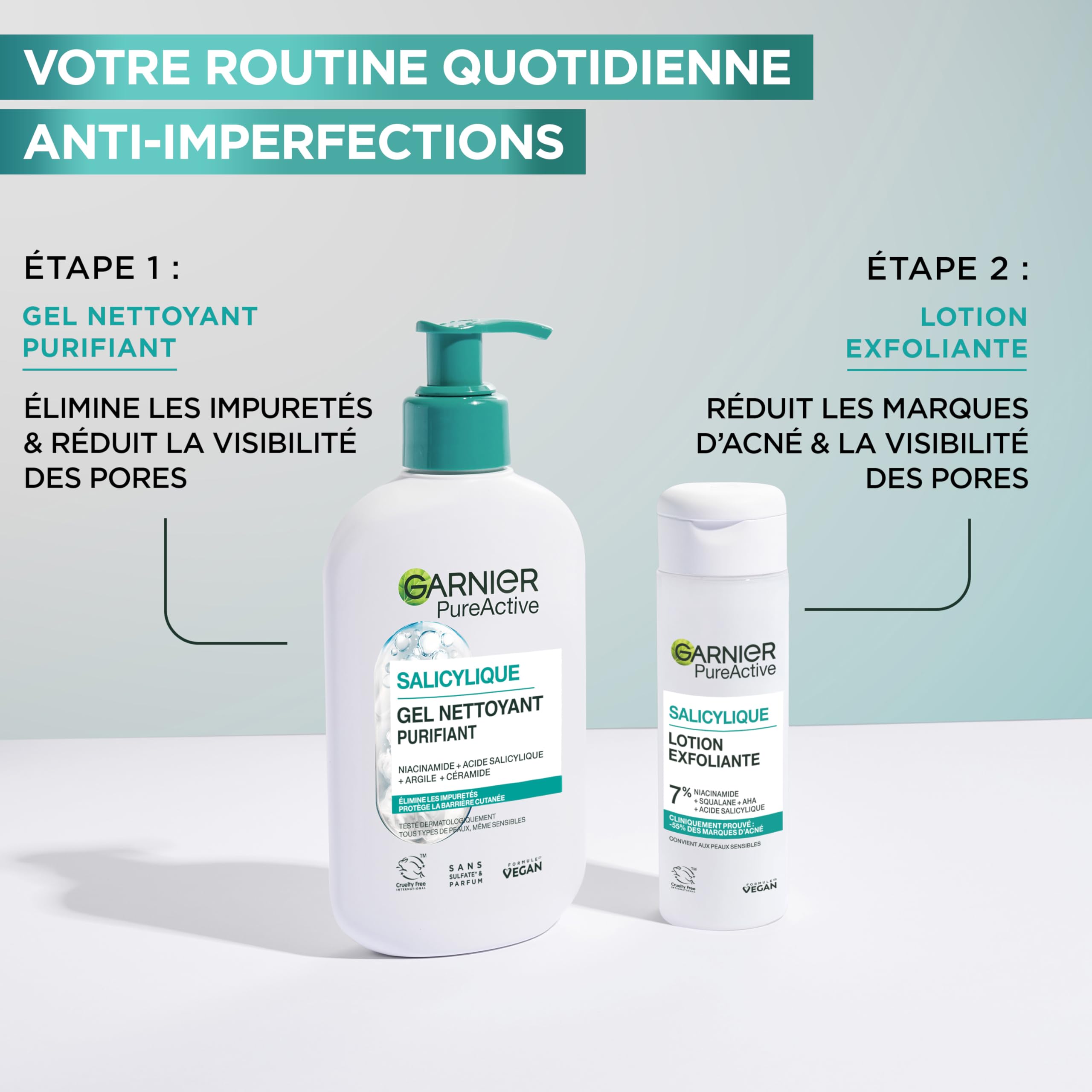 garnier-pureactive-routine-salicylique-gel-nettoyant-lotion-exfoliante image 2