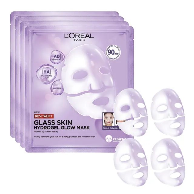 l-or-al-paris-revitalift-filler-glass-skin-masque-hydrogel-clat-lot-de-4-x-50-ml image 1