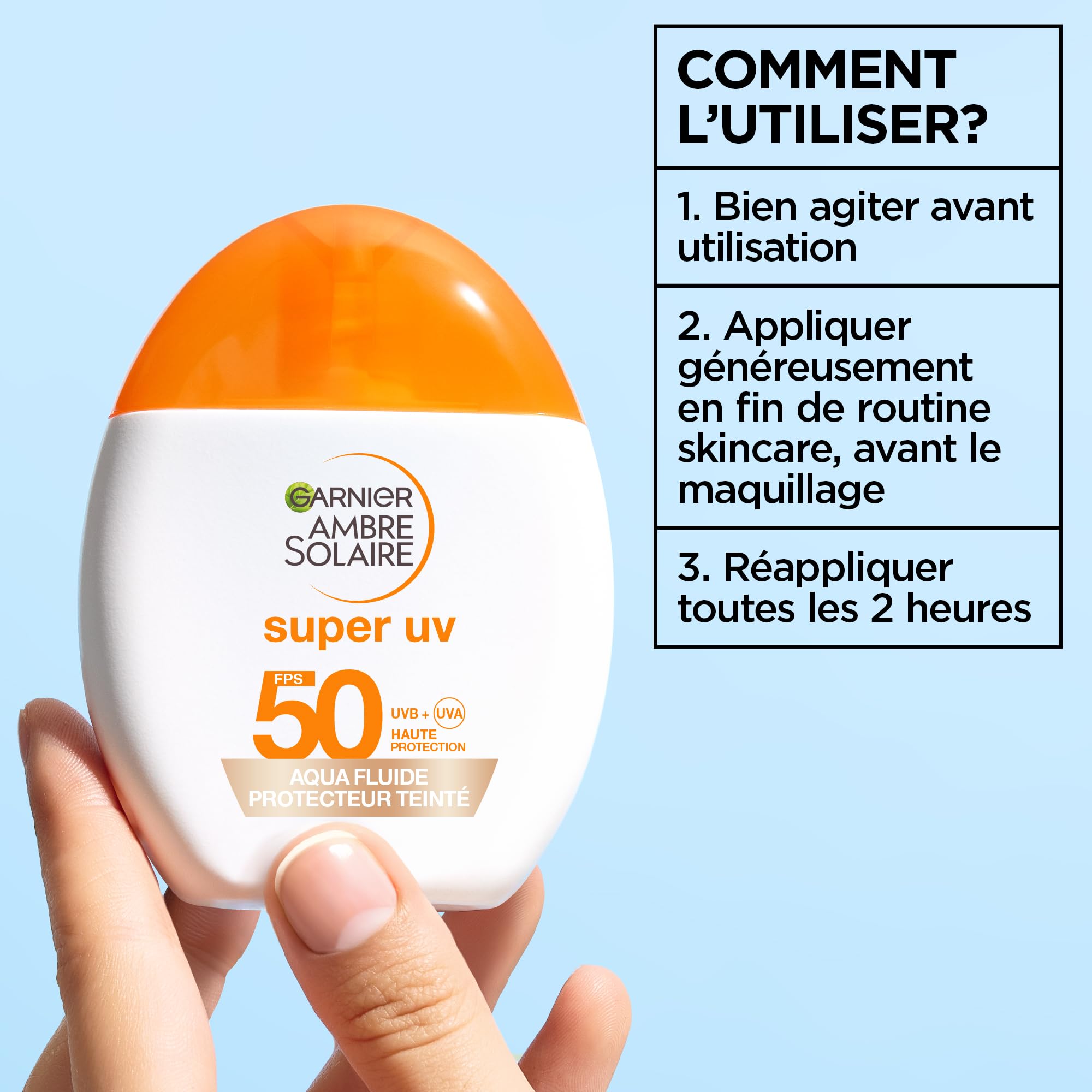 garnier-ambre-solaire-aqua-fluide-visage-teint-spf50-hyaluron-40ml image 5