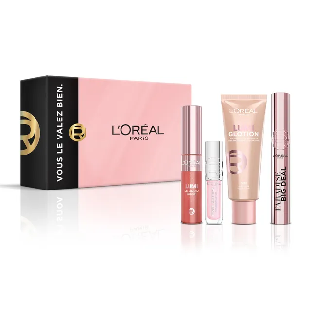 l-or-al-paris-coffret-maquillage-natural-glow-4-produits-mascara-blush-glotion image 1