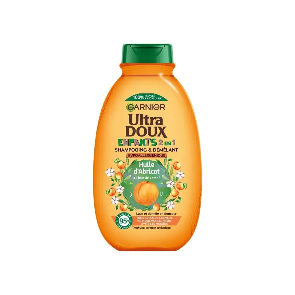 garnier-ultra-doux-shampooing-d-m-lant-2-en-1-enfants-abricot-et-fleur-de-coton- image 1