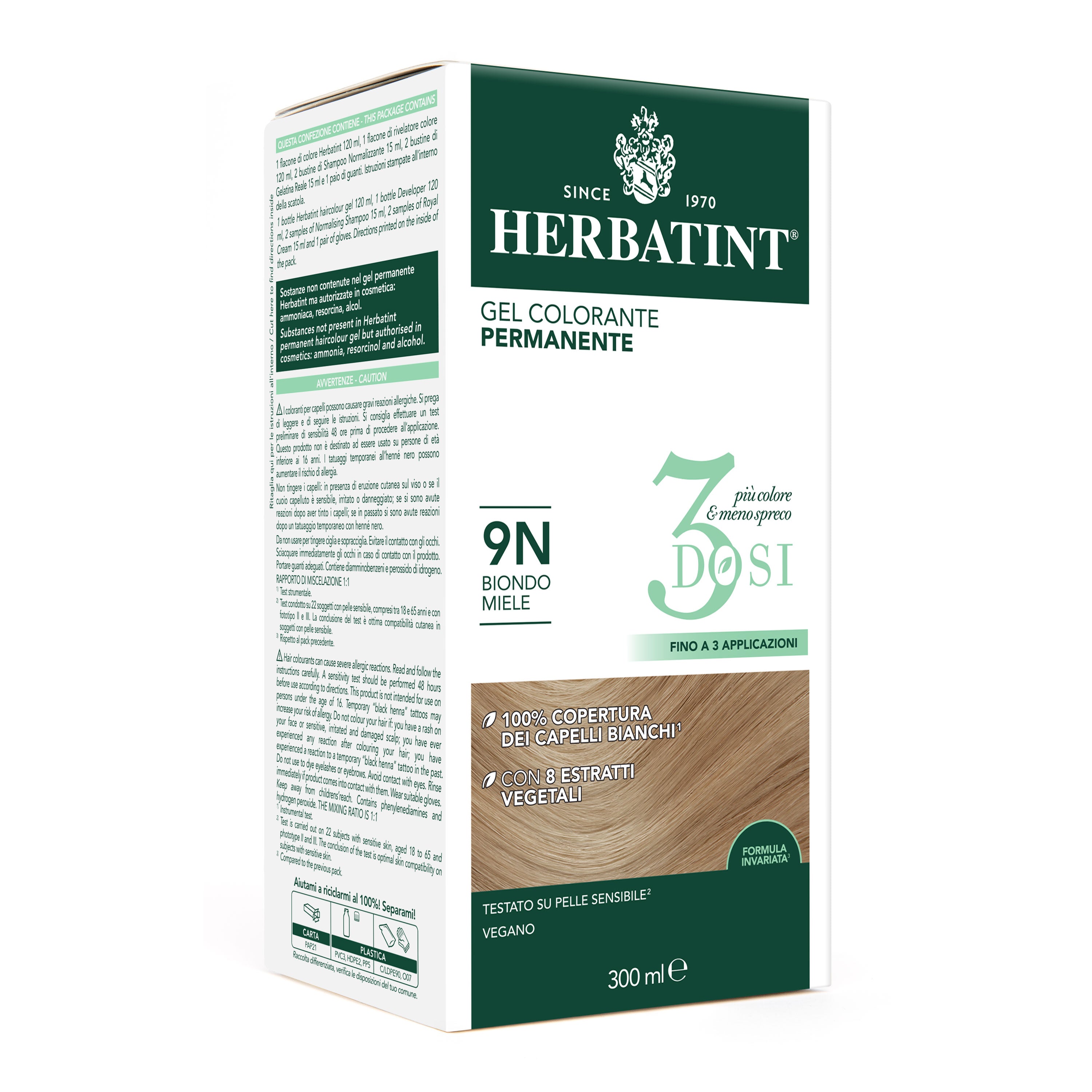 herbatint-soin-colorant-permanent-3dosi-9n-blond-tr-s-clair-gel-300-ml image 1