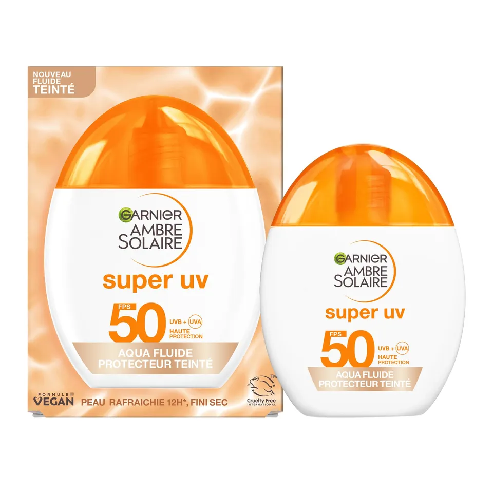 garnier-ambre-solaire-aqua-fluide-visage-teint-spf50-hyaluron-40ml image 1