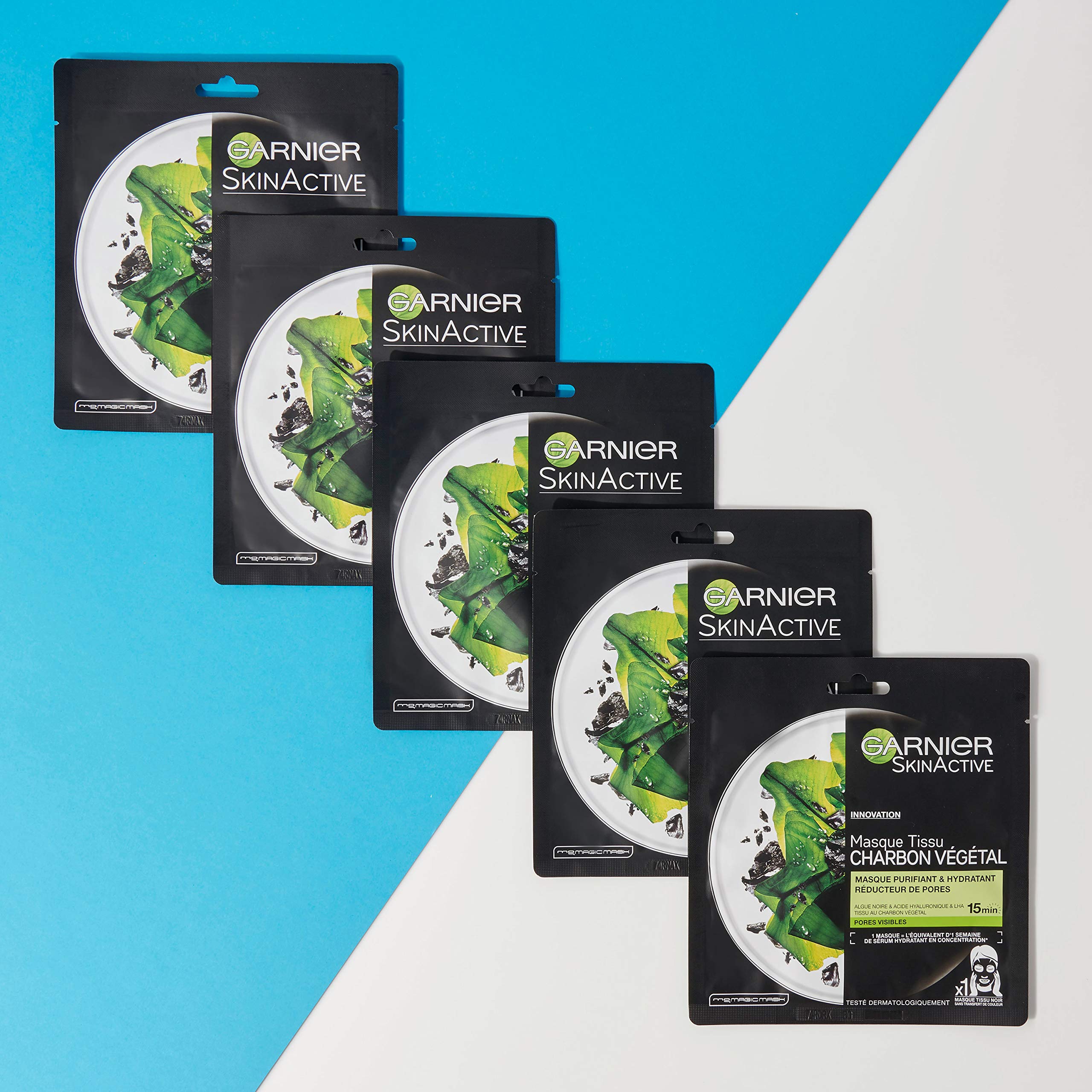 garnier-skinactive-masque-tissu-charbon-v-g-tal-purifiant-lot-de-5-x-28-g image 3