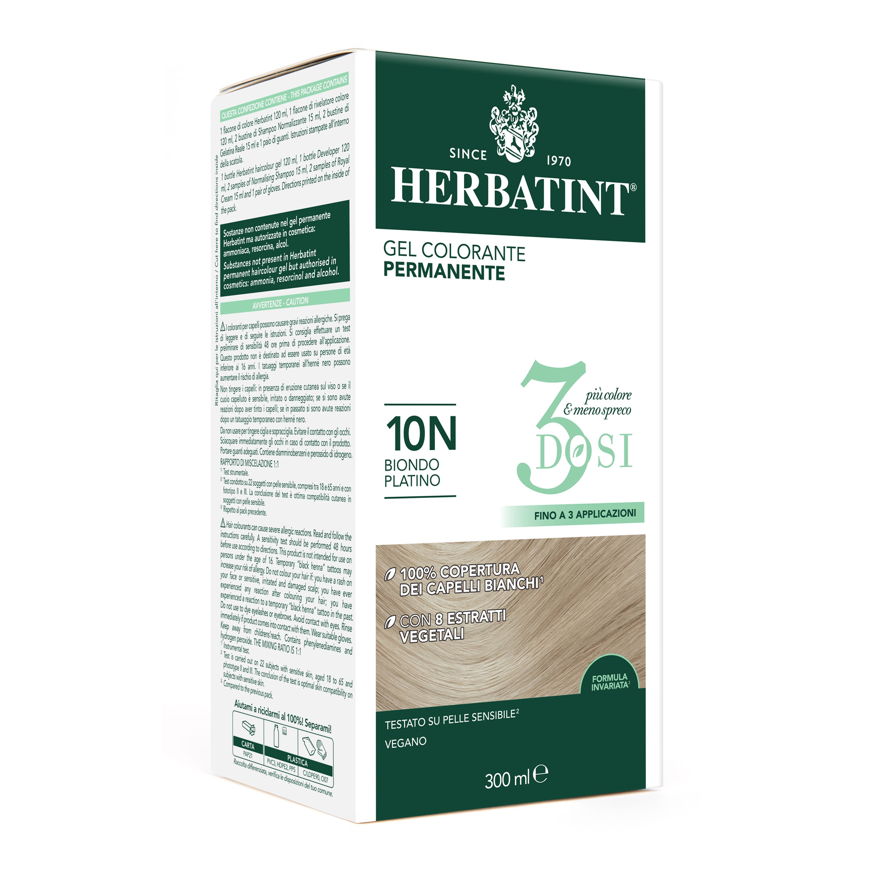 herbatint-soin-colorant-permanent-3dosi-10n-blond-platine-300-ml image 1