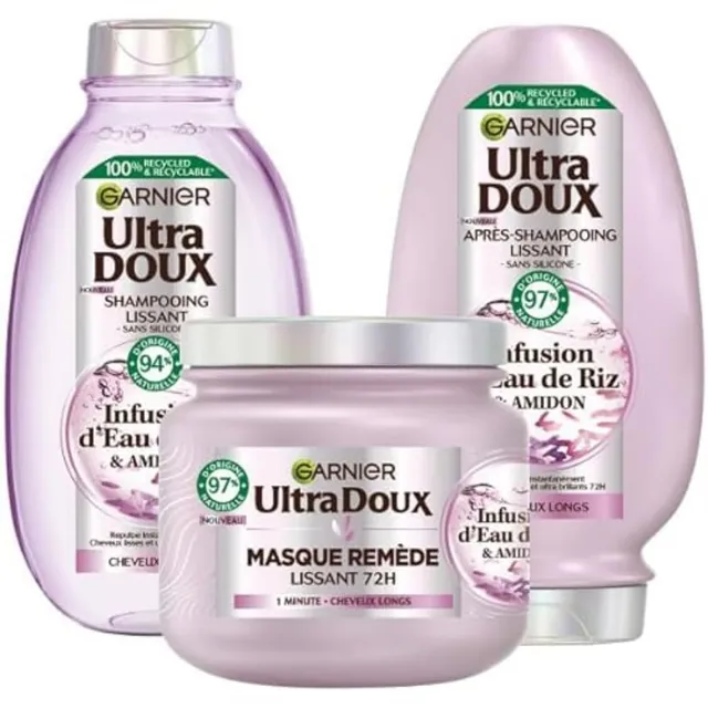 garnier-ultra-doux-rituel-lissant-eau-de-riz-coffret-shampooing-apr-s-shampooing image 1