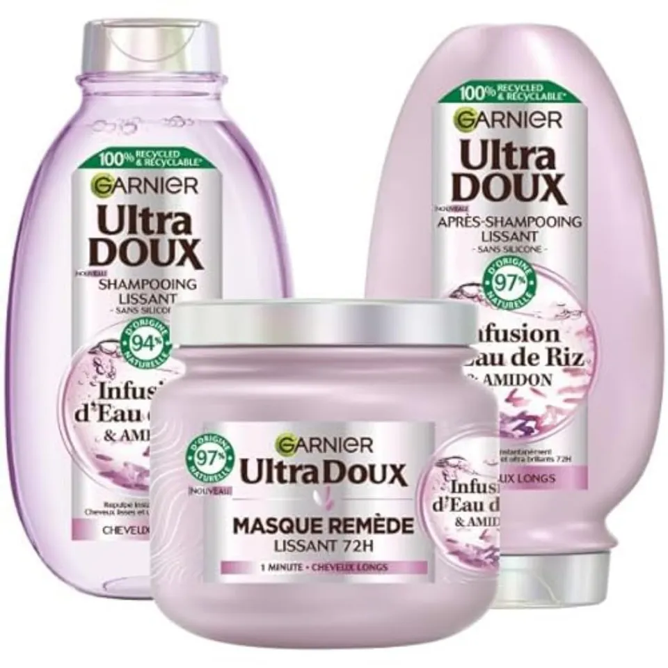 garnier-ultra-doux-rituel-lissant-eau-de-riz-coffret-shampooing-apr-s-shampooing image 1