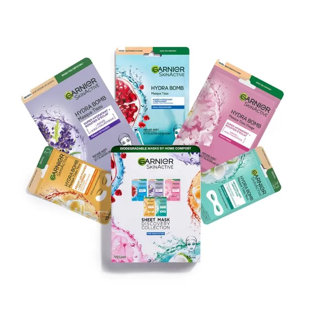 garnier-skin-active-coffret-5-masques-tissu-hydrabomb-visage-et-yeux-acide-hyalu image 1