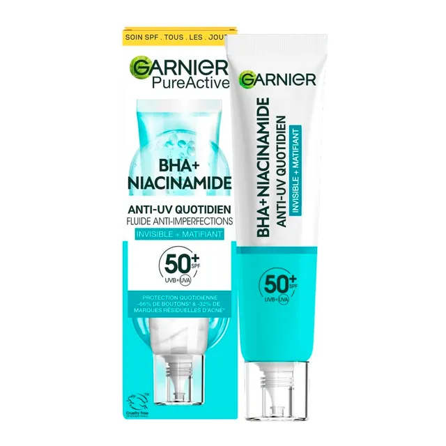 garnier-skinactive-fluide-anti-uv-matifiant-anti-imperfections-spf-50-bha-niacin image 1