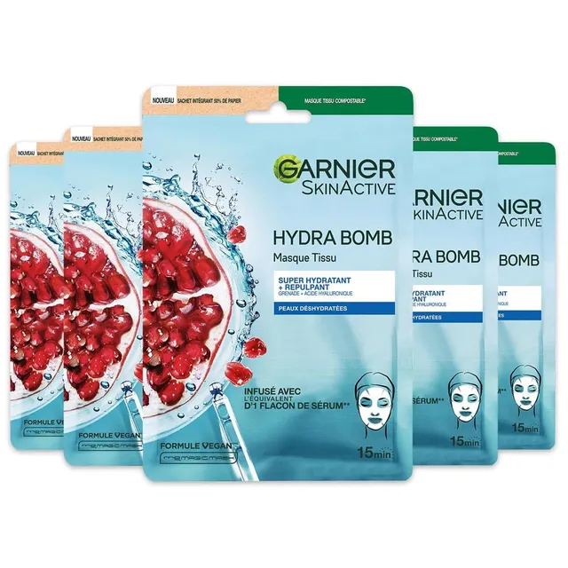 garnier-skin-active-coffret-5-masques-tissu-hydra-bomb-grenade-acide-hyaluroniqu image 1